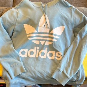 Adidas Trefoil Hoodie Ambient Sky Blue Women's XL Baby Blue Large Logo